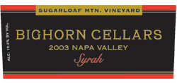 Bighorn Cellars 2003 Syrah, Sugarloaf Mountain Vineyard (Napa Valley)