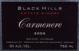 Wine:Black Hills Estate Winery 2005 Carmenère  (Okanagan Valley)