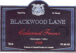 Blackwood Lane Vineyards & Winery 2005 Cabernet Franc, Inkameep Vineyard (Okanagan Valley)