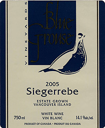 Wine: Blue Grouse Vineyards 2005 Siegerrebe, Estate (Vancouver Island)