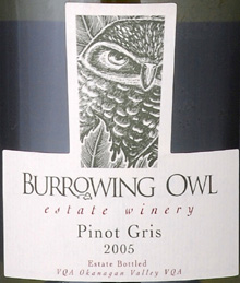 Burrowing Owl Vineyards 2005 Pinot Gris, Estate (Okanagan Valley)
