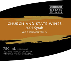 Wine:Church & State Wines 2005 Syrah  (Okanagan Valley)
