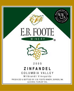 Wine:E.B. Foote Winery 2005 Zinfandel  (Columbia Valley)