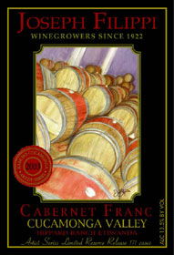 Joseph Filippi Winery & Vineyards 2003 Cabernet Franc Artist Series Reserve, Hippard Ranch Etiwanda (Cucamonga Valley)