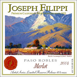 Wine:Joseph Filippi Winery & Vineyards 2004 Merlot Artist Series Reserve  (Paso Robles)