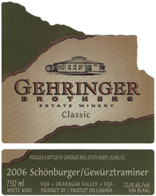 Wine:Gehringer Brothers Estate Winery 2006 Schönburger-Gewürztraminer Classic  (Okanagan Valley)