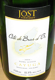 Jost Vineyards 2004 Cote de Bras D'Or Cayuga  (Nova Scotia)