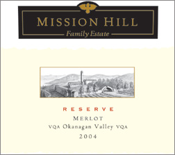 Mission Hill 2004 Reserve Merlot  (Okanagan Valley)