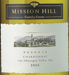 Mission Hill Winery 2005 Reserve Chardonnay  (Okanagan Valley)