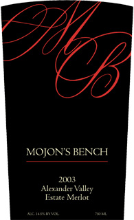 Mojon's Bench 2003 Merlot, Estate (Alexander Valley)