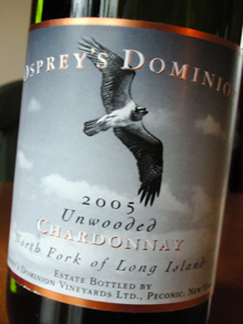 Osprey's Dominion Vineyards 2005 Unwooded Chardonnay  (North Fork of Long Island)