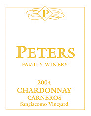 Peters Family Winery 2004 Chardonnay, Sangiacomo Vineyard (Carneros ~ Los Carneros)