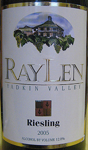 RayLen Vineyards 2005 Riesling  (Yadkin Valley)