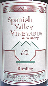 Spanish Valley Vineyards 2005 Riesling (Utah)