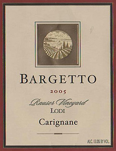 Bargetto Winery 2005 Carignane, Rauser Vineyard (Lodi)