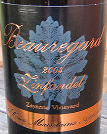 Wine:Beauregard Vineyards 2004 Zinfandel, Zayante Vineyard (Santa Cruz Mountains)