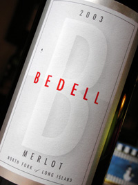 Wine:Bedell Cellars 2003 Merlot  (North Fork of Long Island)