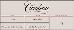 Cambria Winery & Vineyard 2005 Pinot Noir Clone 23  (Santa Maria Valley)