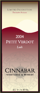 Cinnabar Vineyard and Winery 2004 Petite Verdot, Lewis Vineyard (Lodi)