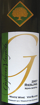 Wine:Gaspereau Vineyards 2007 Riesling  (Nova Scotia)