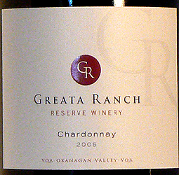 CedarCreek Estate Winery 2006 Reserve Chardonnay, Greata Ranch (Okanagan Valley)