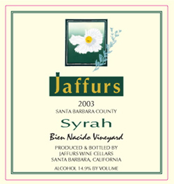 Wine:Jaffurs Wine Cellars 2003 Syrah, Bien Nacido Vineyard - Z(b) Block (Santa Maria Valley)