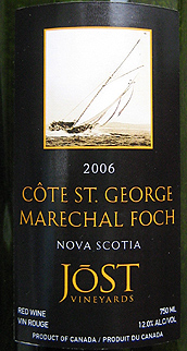 Jost Vineyards 2006 Côte St. George Marechal Foch  (Nova Scotia)