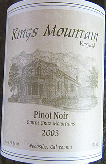 Kings Mountain Vineyard 2003 Pinot Noir  (Santa Cruz Mountains)