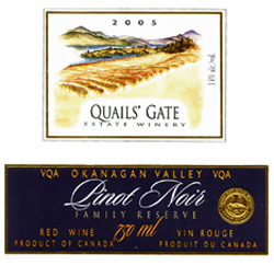 Wine:Quails' Gate Estate Winery 2005 Family Reserve Pinot Noir, Estate (Okanagan Valley)