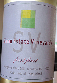 Shinn Estate Vineyards 2007 “First Fruit” - Sauvignon Blanc-Semillon  (North Fork of Long Island)