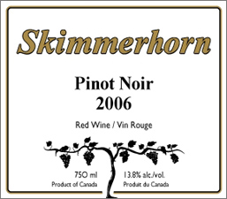 Skimmerhorn Winery & Vineyard 2006 Pinot Noir  (British Columbia)