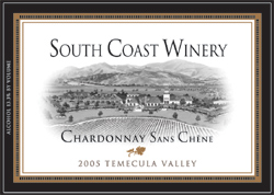 Wine:South Coast Winery 2005 Chardonnay Sans Chene  (Temecula Valley)