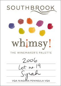 wine Southbrook Vineyards 2006 Whimsy Syrah (Lot 19)  (Niagara Peninsula)