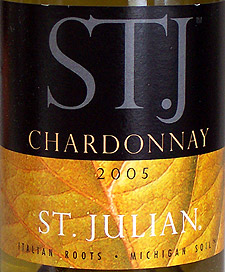 Wine:St. Julian Wine Co. 2005 ST. J Chardonnay  (Lake Michigan Shore)