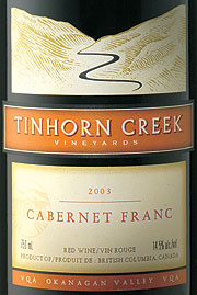 Tinhorn Creek Vineyards 2003 Cabernet Franc  (Okanagan Valley)