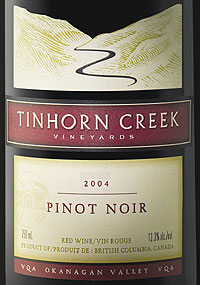 Tinhorn Creek Vineyards 2004 Pinot Noir  (Okanagan Valley)