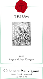 Wine:Trium Winery 2004 Cabernet Sauvignon, Evans Creek Vineyard (Rogue Valley)