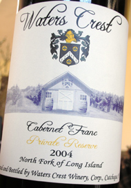 Waters Crest Winery 2004 Cabernet Franc Private Reserve  (North Fork of Long Island)